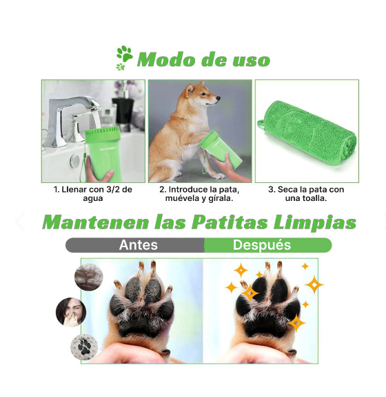 Limpiador de Patitas para Perros 2 en 1